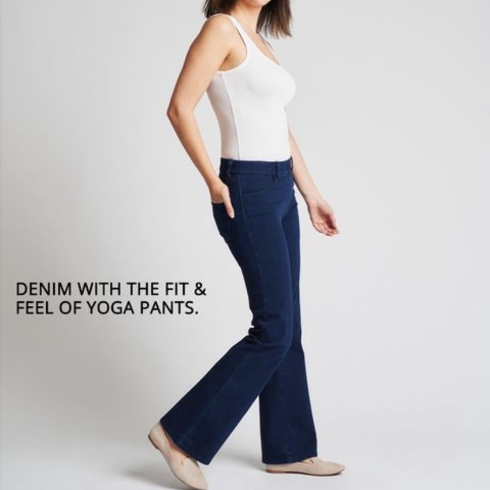 Betabrand L Classic Yoga Denim Boot-Cut Jeans